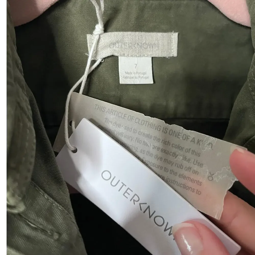 Outerknown S.E.A Utility Jumpsuit Olive Organic Cotton Linen Short Sleeve Kids 7